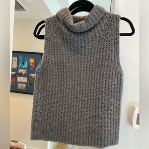 VINCE GREY SLEEVELESS TURTLENECK SWEATER
